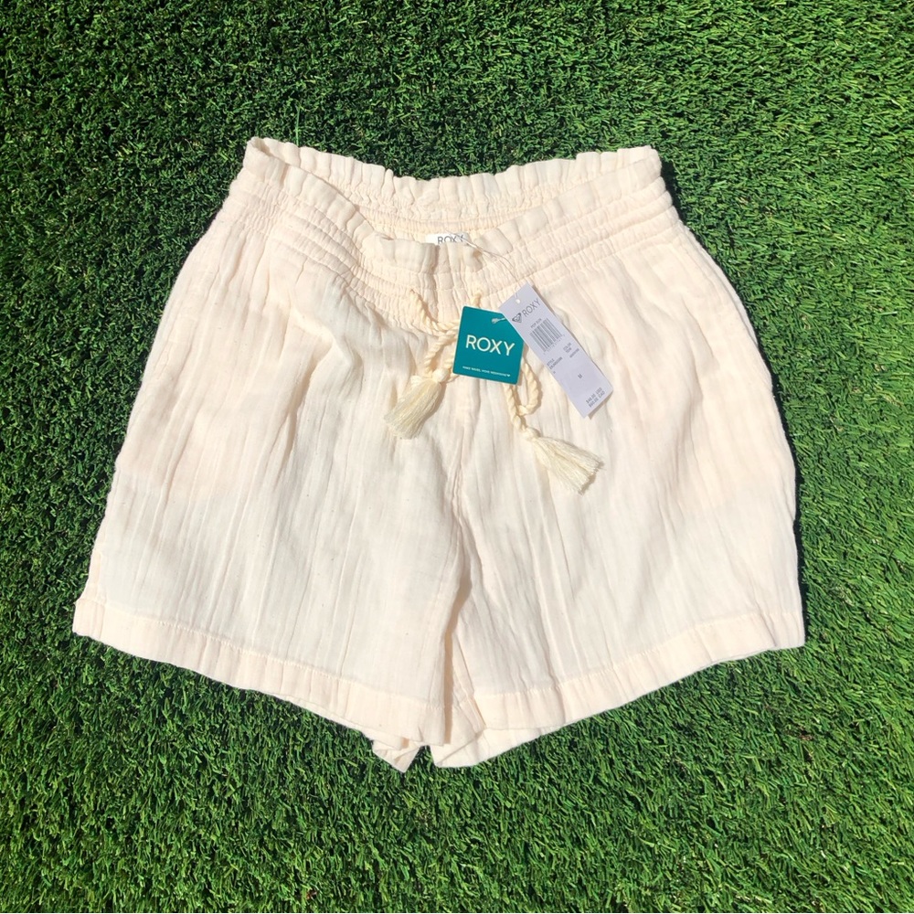 ROXY Women’s Gauze Vanilla Cream Beach Shorts Size M